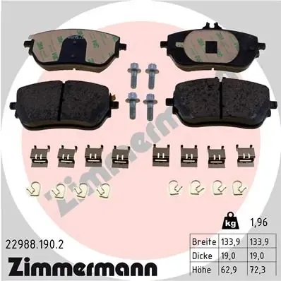 Передні тормозні колодки 229881902 Zimmermann