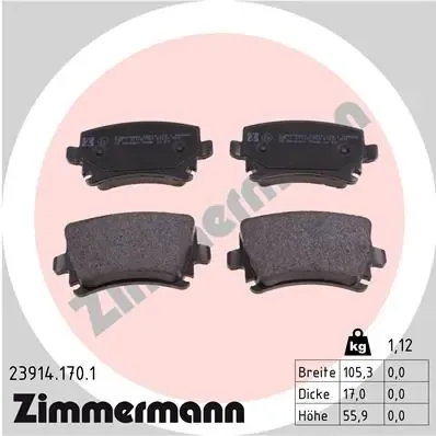 Задні гальмівні колодки 239141701 Zimmermann