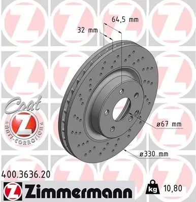 Гальмівні диски передні 400363620 Zimmermann