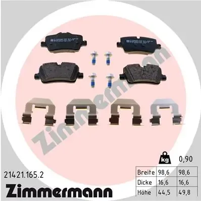 Задні гальмівні колодки 214211652 Zimmermann