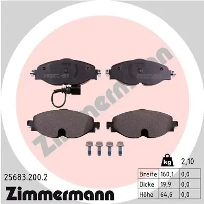 Передні тормозні колодки 256832002 Zimmermann