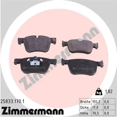 Передні тормозні колодки 258331701 Zimmermann