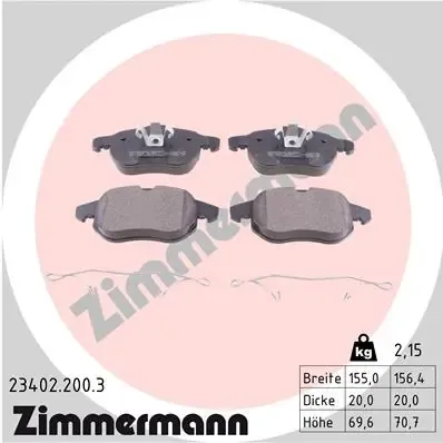 Передні тормозні колодки 234022003 Zimmermann