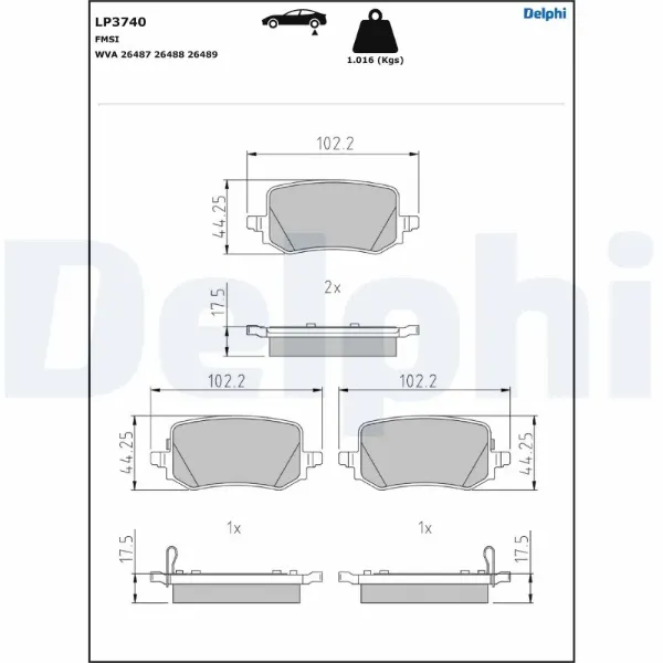 Задні гальмівні колодки LP3740 Delphi