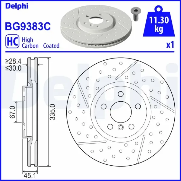 Гальмівні диски передні BG9383C Delphi