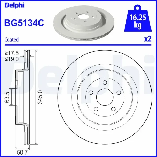 Гальмівні диски BG5134C Delphi