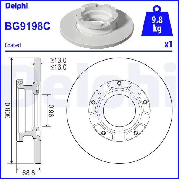 Гальмівні диски BG9198C Delphi
