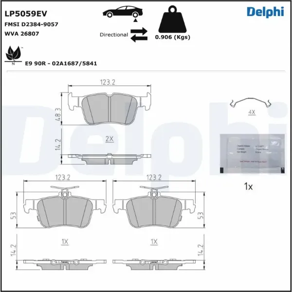 Задні гальмівні колодки LP5059EV Delphi