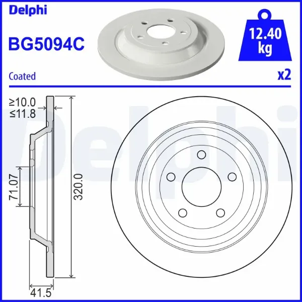 Гальмівні диски BG5094C Delphi