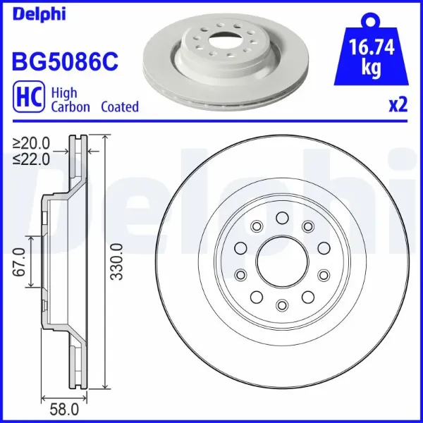 Гальмівні диски BG5086C Delphi