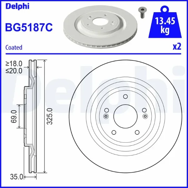Гальмівні диски BG5187C Delphi