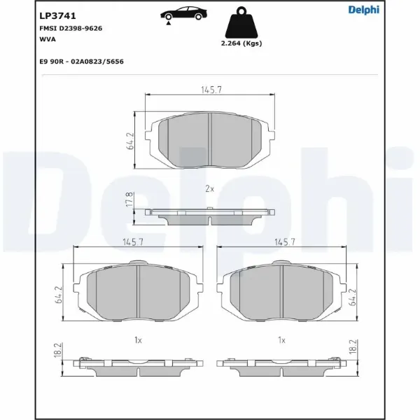 Передні тормозні колодки LP3741 Delphi