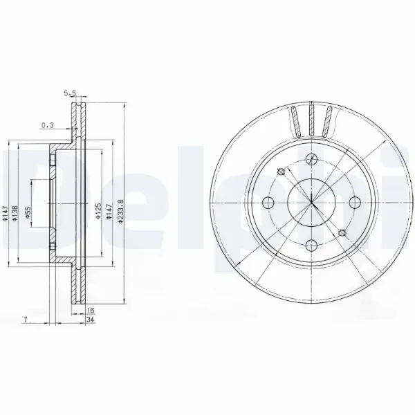 Гальмівні диски передні BG3555 Delphi