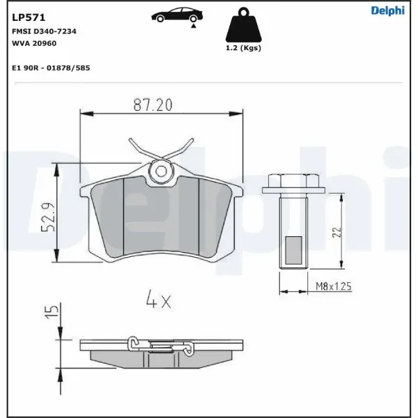 Задні гальмівні колодки LP571 Delphi