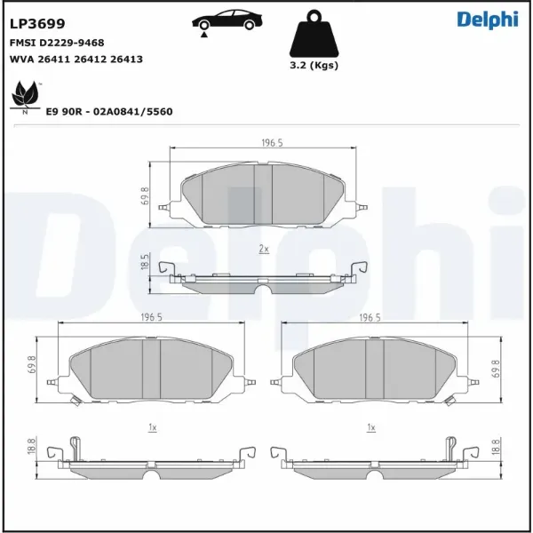 Передні тормозні колодки LP3699 Delphi