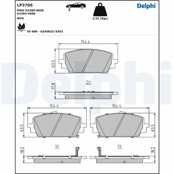 Передні тормозні колодки LP3705 Delphi