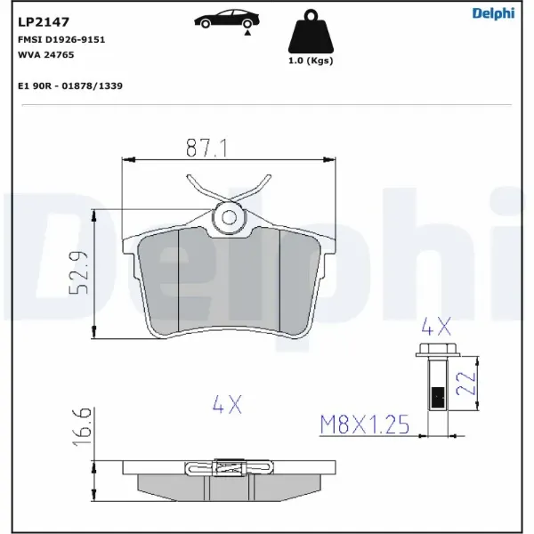 Задні гальмівні колодки LP2147 Delphi