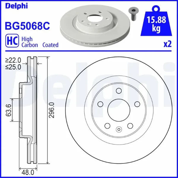 Гальмівні диски передні BG5068C Delphi