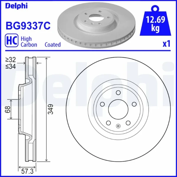 Гальмівні диски передні BG9337C Delphi