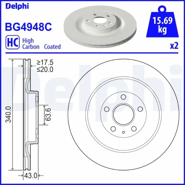 Гальмівні диски BG4948C Delphi