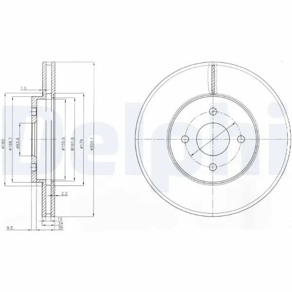 Гальмівні диски передні BG3742 Delphi