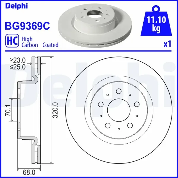 Гальмівні диски передні BG9369C Delphi
