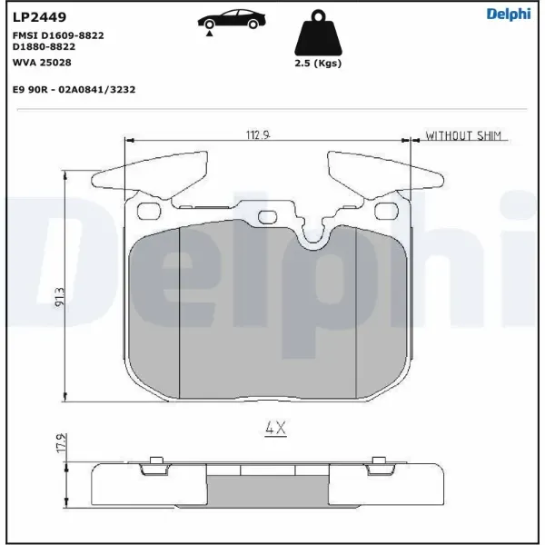 Передні тормозні колодки LP2449 Delphi