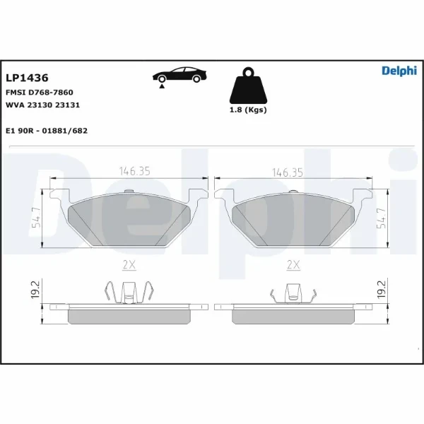 Передні тормозні колодки LP1436 Delphi