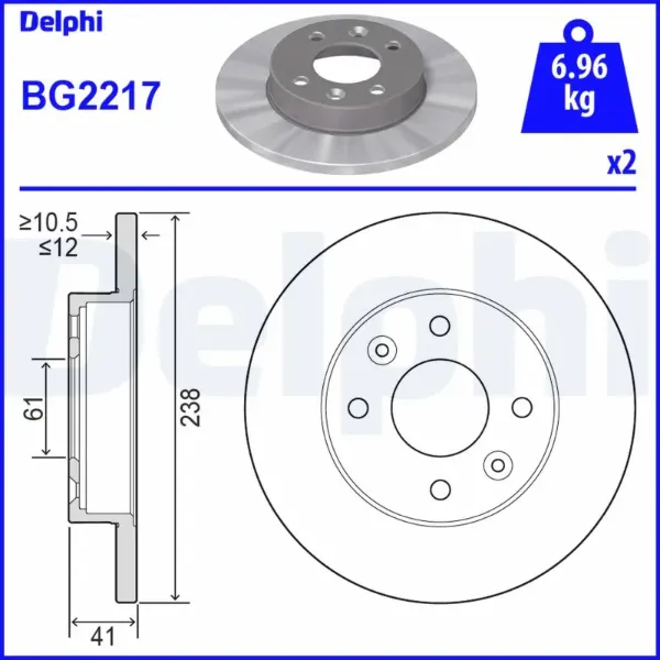 Гальмівні диски передні BG2217 Delphi