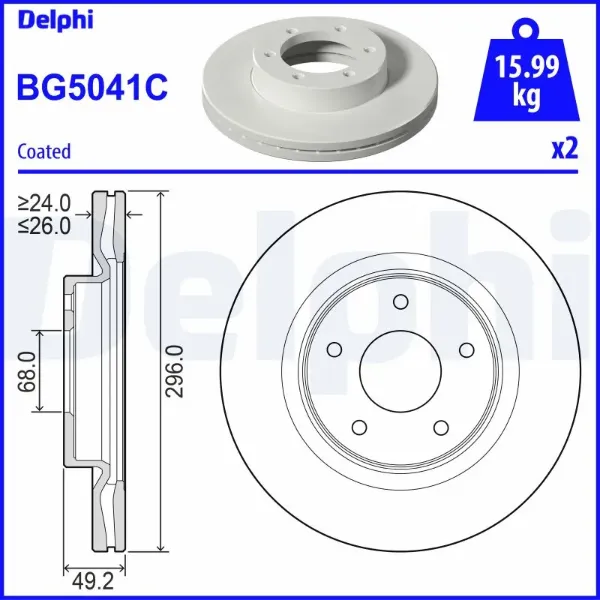 Гальмівні диски передні BG5041C Delphi