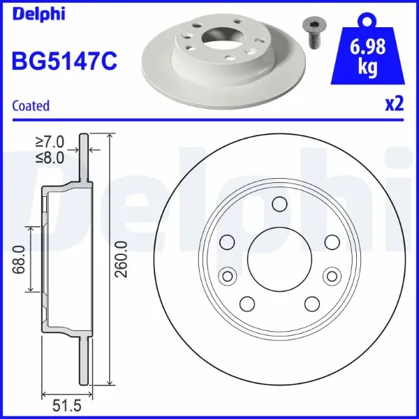 Гальмівні диски BG5147C Delphi