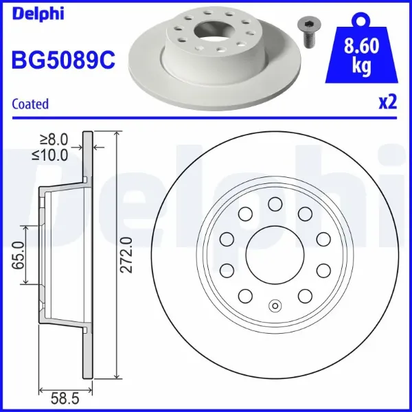 Гальмівні диски BG5089C Delphi