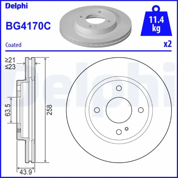 Гальмівні диски передні BG4170C Delphi