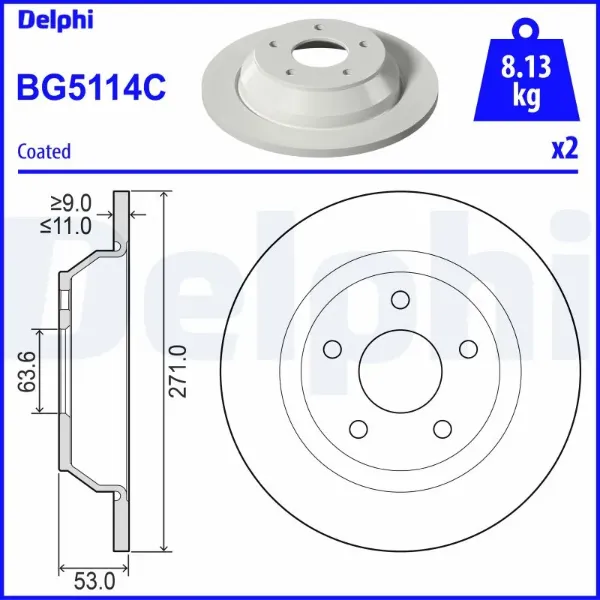 Гальмівні диски BG5114C Delphi