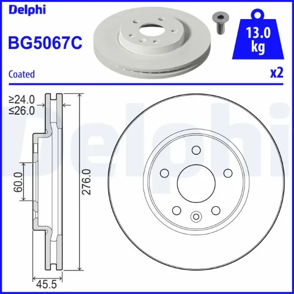 Гальмівні диски передні BG5067C Delphi