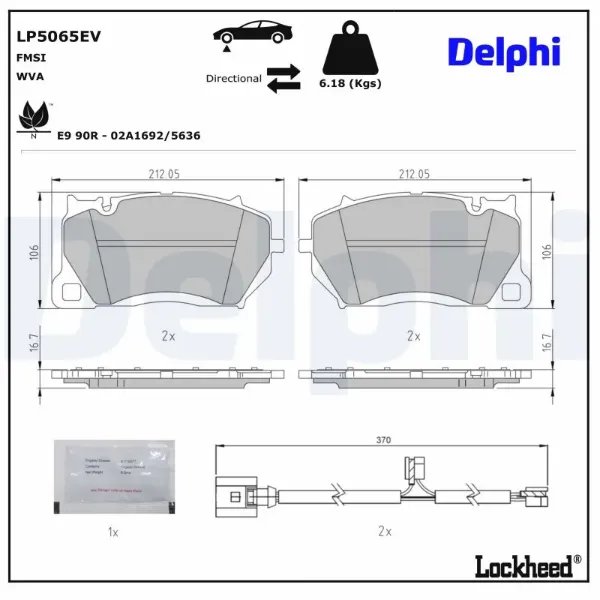 Передні тормозні колодки LP5065EV Delphi