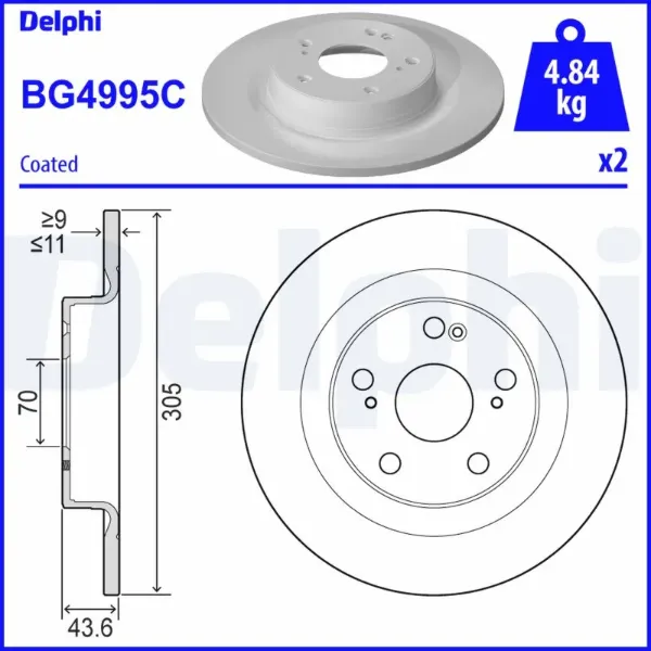 Гальмівні диски BG4995C Delphi