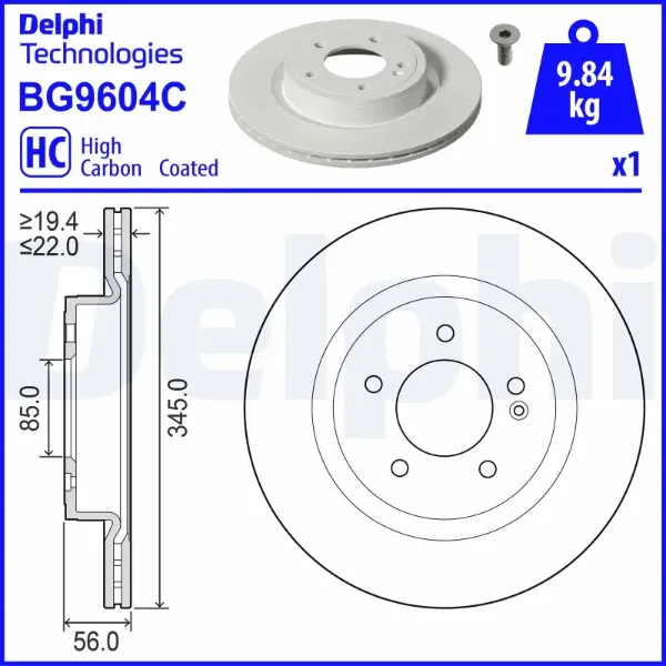 Гальмівні диски BG9604C Delphi