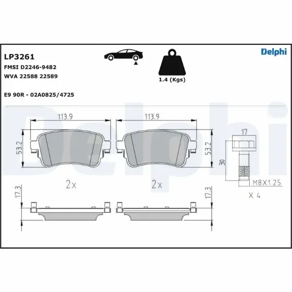 Задні гальмівні колодки LP3261 Delphi