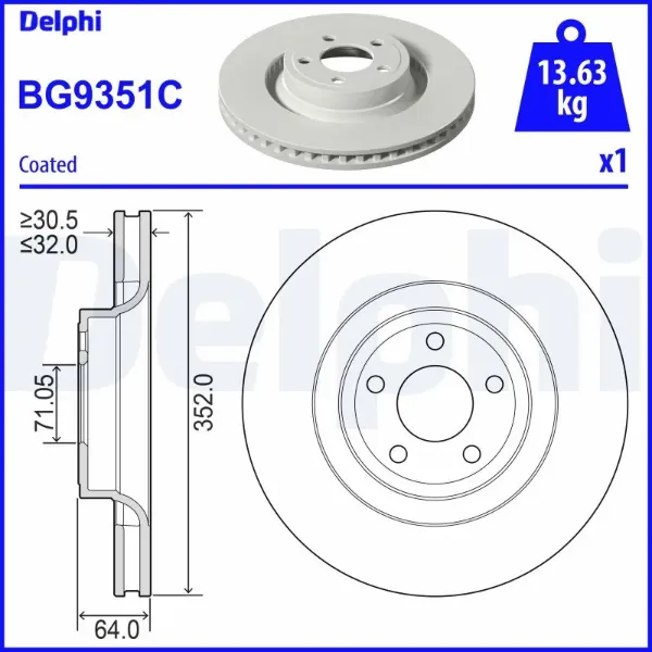 Гальмівні диски передні BG9351C Delphi