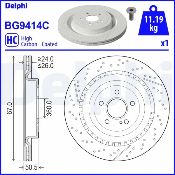 Гальмівні диски передні BG9414C Delphi
