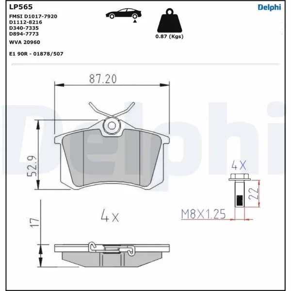 Задні гальмівні колодки LP565 Delphi