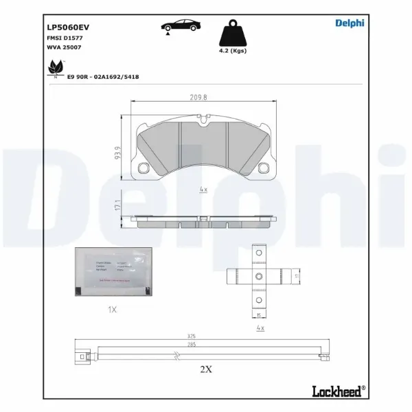 Передні тормозні колодки LP5060EV Delphi