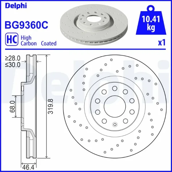 Гальмівні диски передні BG9360C Delphi