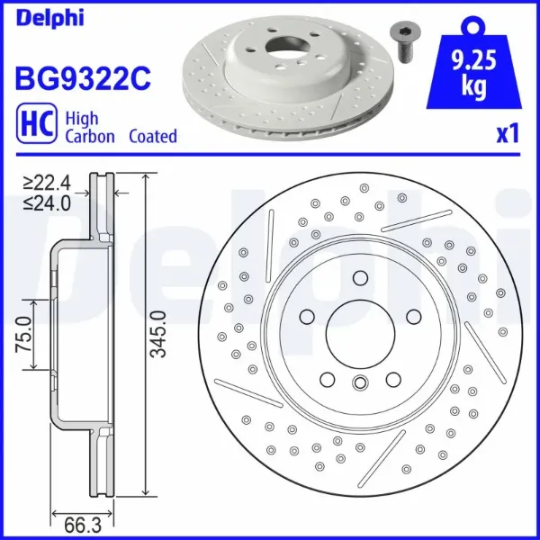 Гальмівні диски BG9322C Delphi