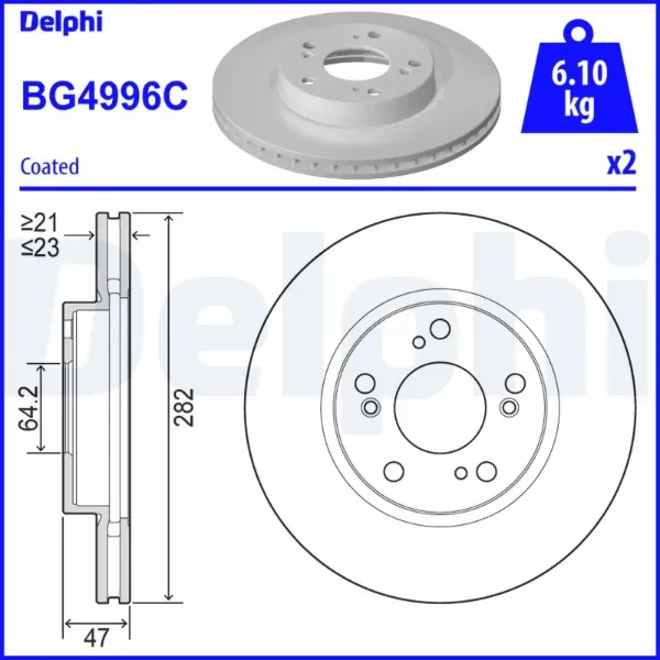 Гальмівні диски передні BG4996C Delphi