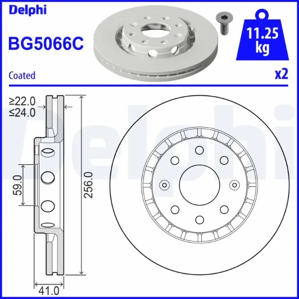Гальмівні диски передні BG5066C Delphi