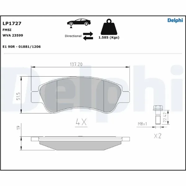 Передні тормозні колодки LP1727 Delphi