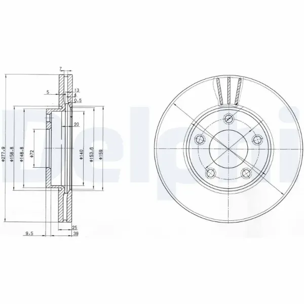 Гальмівні диски передні BG3927 Delphi