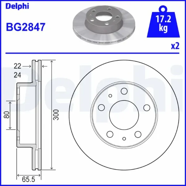 Гальмівні диски передні BG2847 Delphi